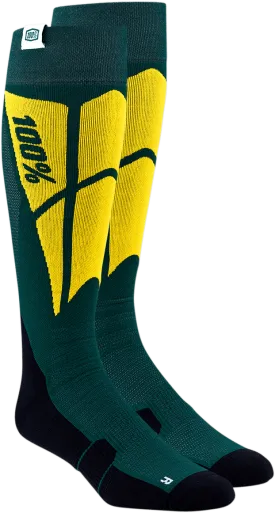 100% Hi-Side Performance Socks - Green - Small/Medium 24008-005-17