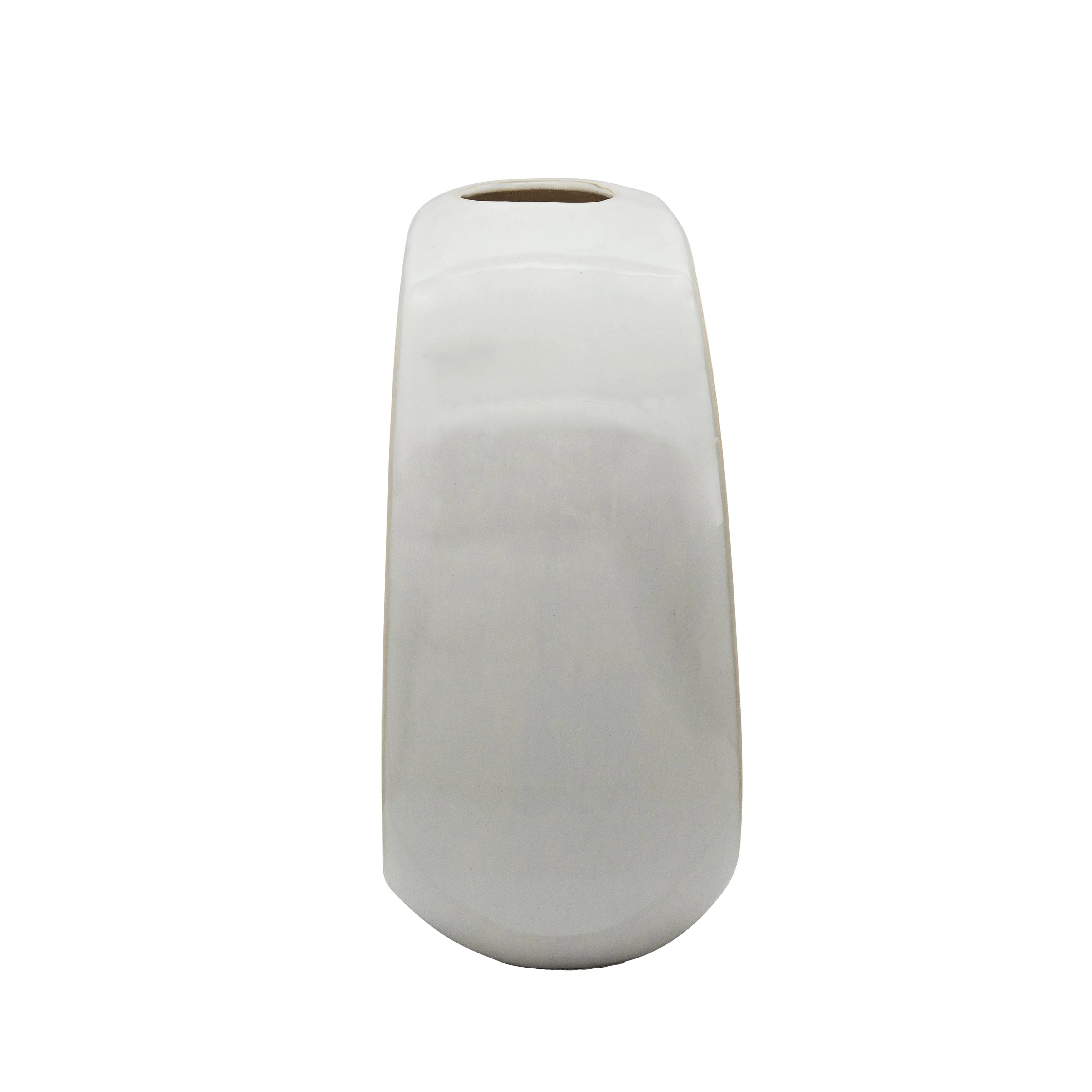 11"H Oval Vase, White