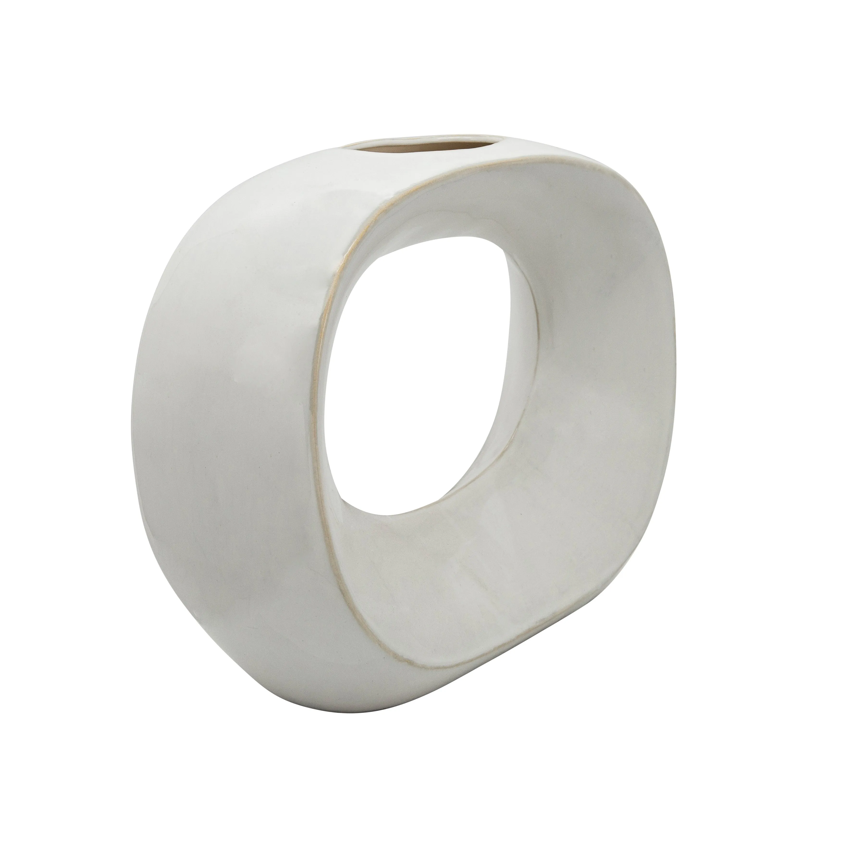 11"H Oval Vase, White