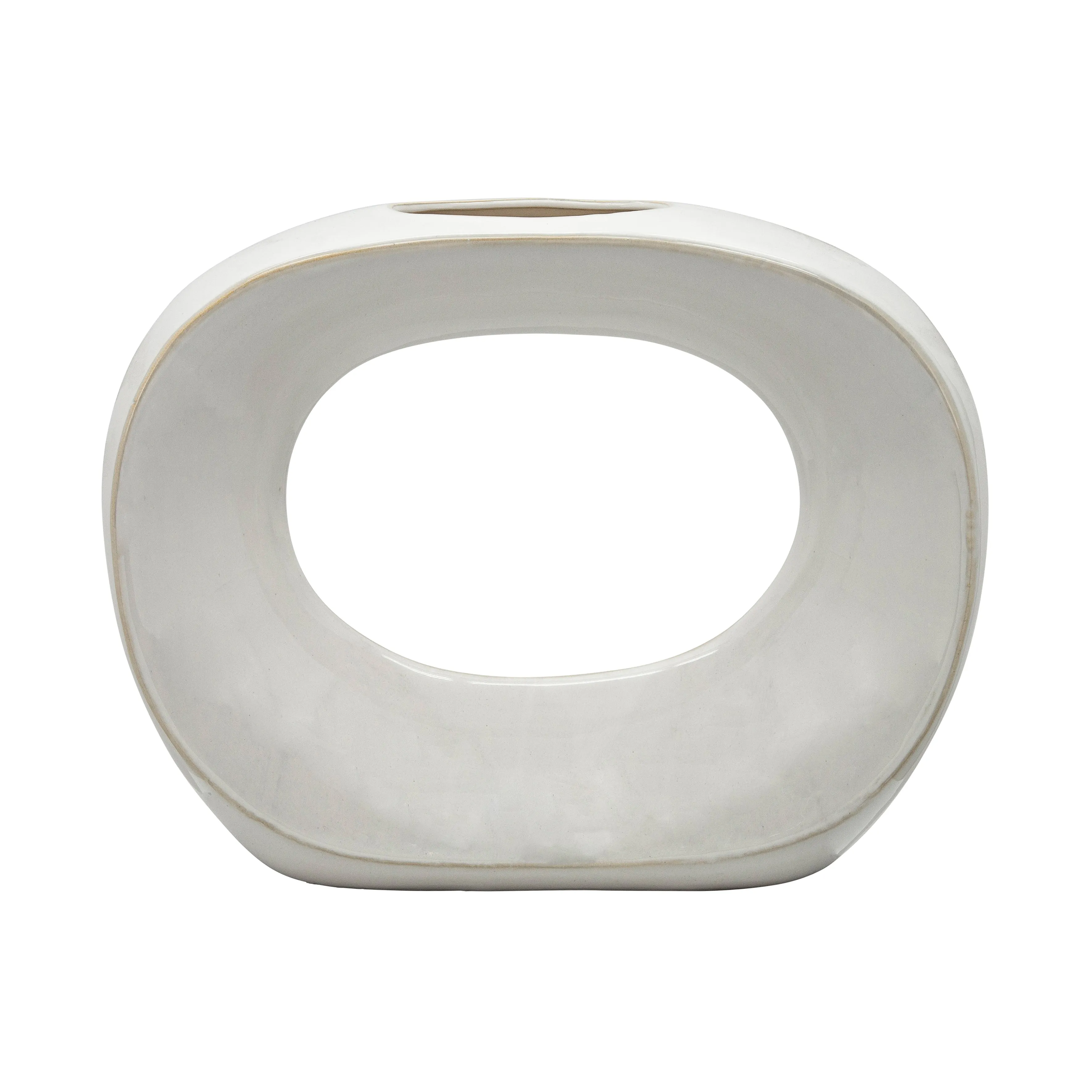 11"H Oval Vase, White