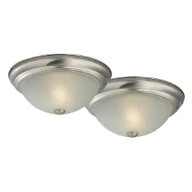 13" Flushmount Indoor Ceiling Fixture, Brushed Nickel (1 Pair)