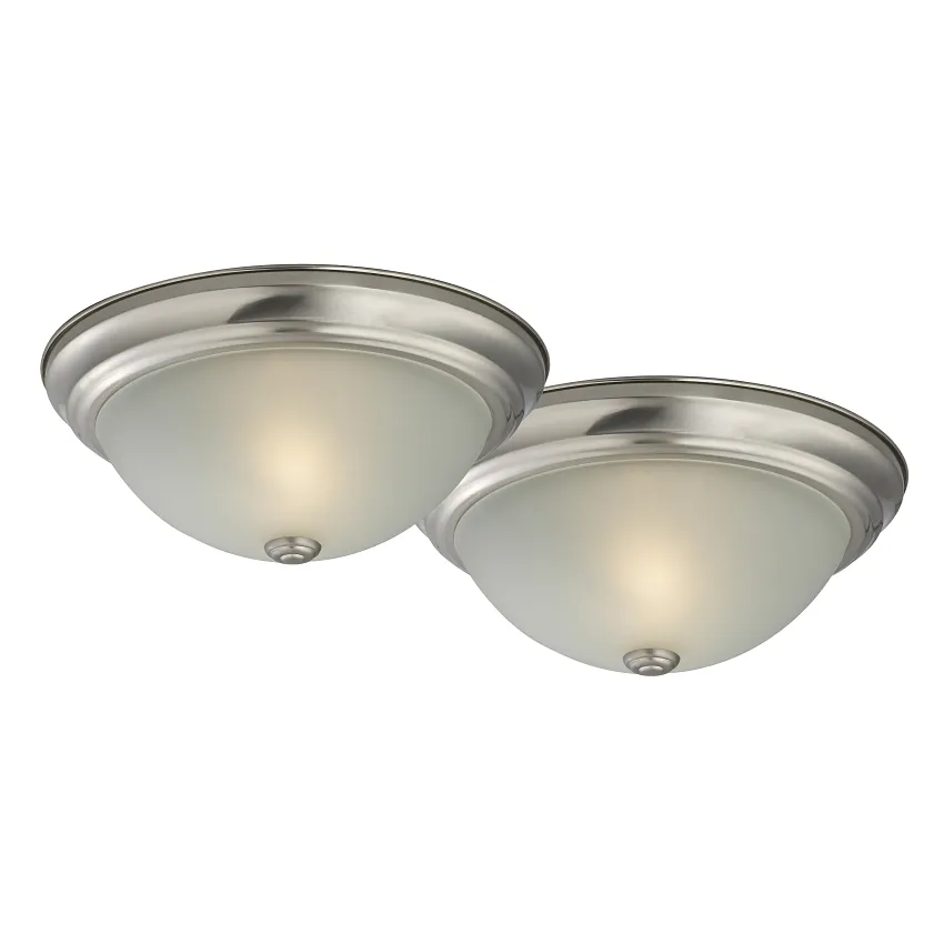 13" Flushmount Indoor Ceiling Fixture, Brushed Nickel (1 Pair)