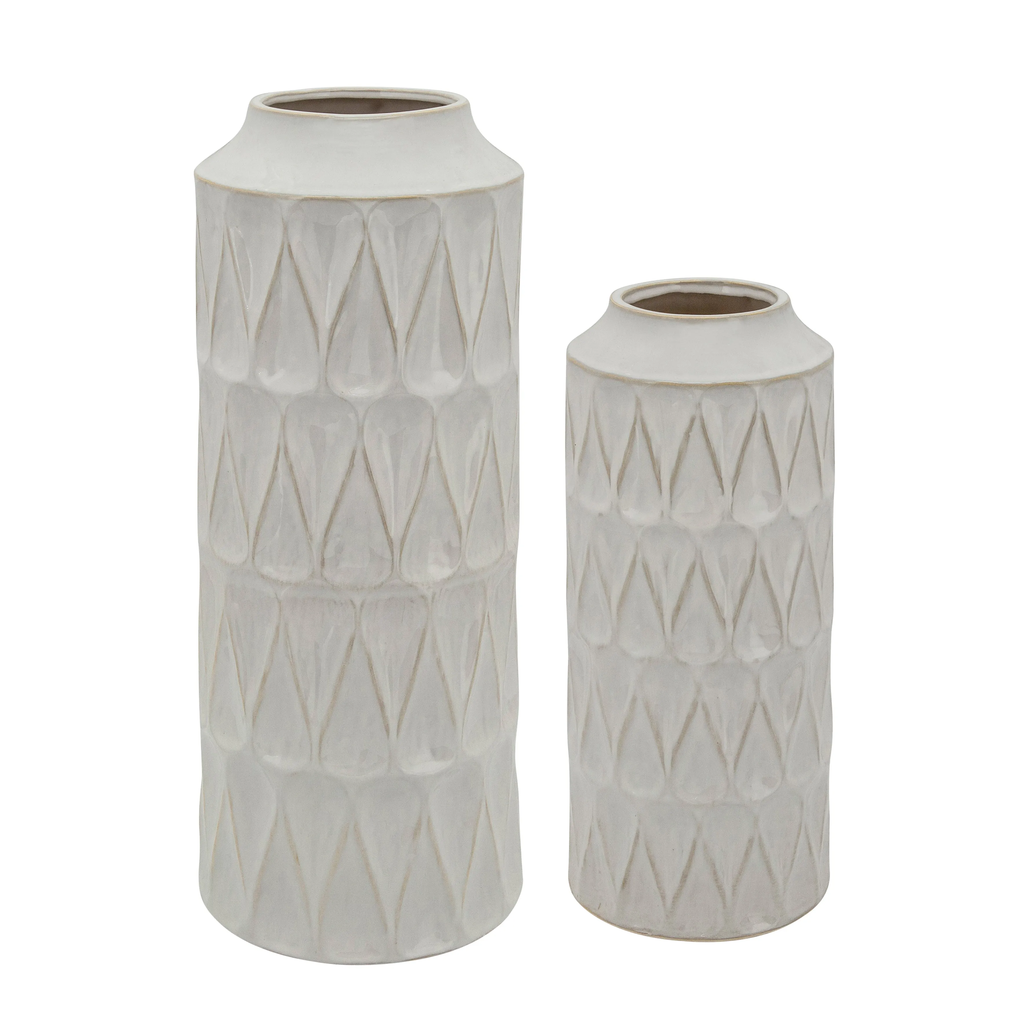 16"H Teardrop Vase, White