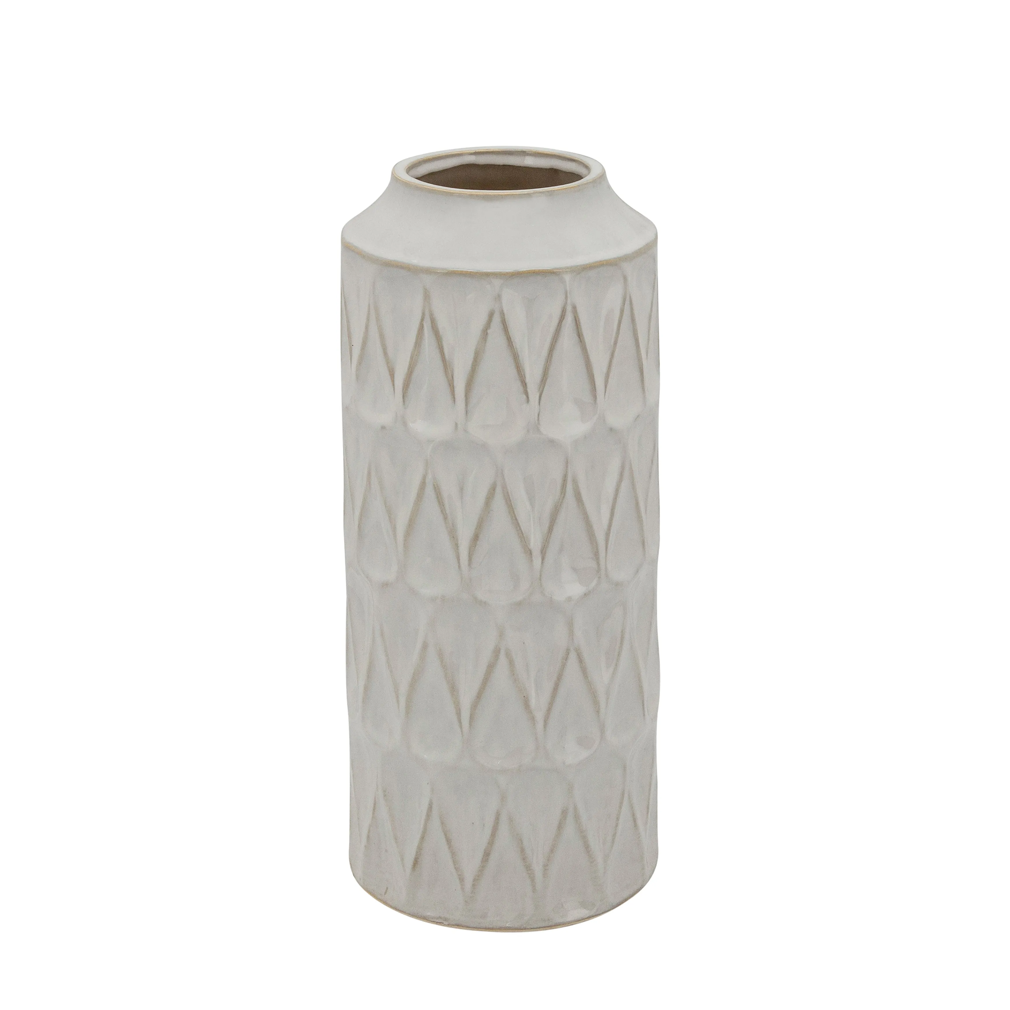 16"H Teardrop Vase, White