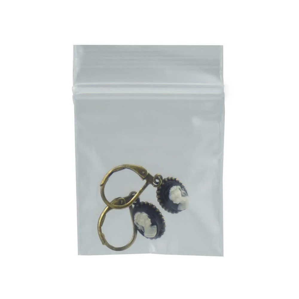 200 Pc Reclosable Clear Poly Bags W 1 1/2x 1 1/2 H Seal Lock Bag 2 Mil Storage