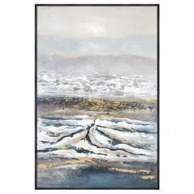 40x60  Hand Painted Canvas, Gray/gold