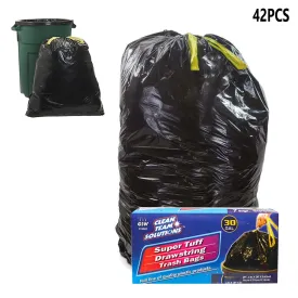 42 Count Super Tuff Heavy Duty 30 Gallon Trash Bags Drawstring Disposal Kitchen