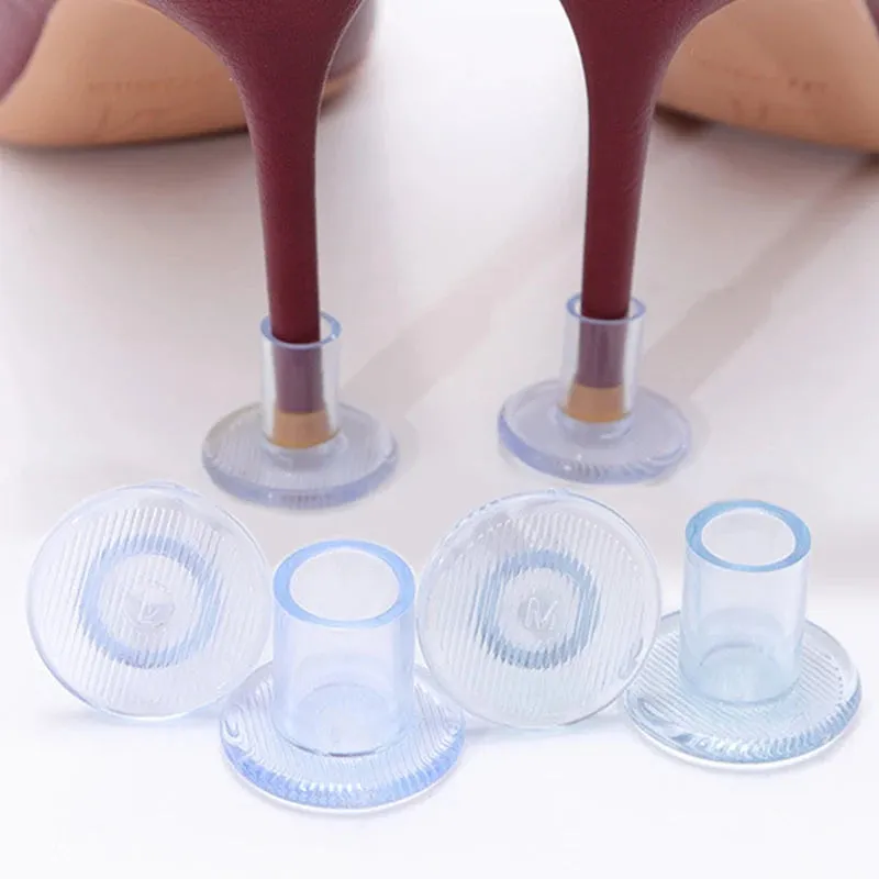 4pcs Non-slip High Heel Protector Covers High Heels Round Protective Stoppers Wearable Silence Heel Cover Shockproof Accessory