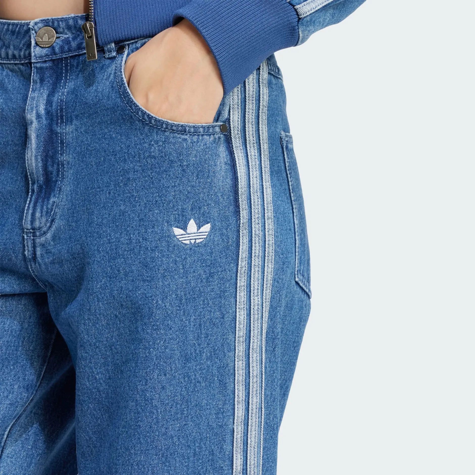 ADICOLOR DENIM 3-STRIPES TRACK PANTS - Blue