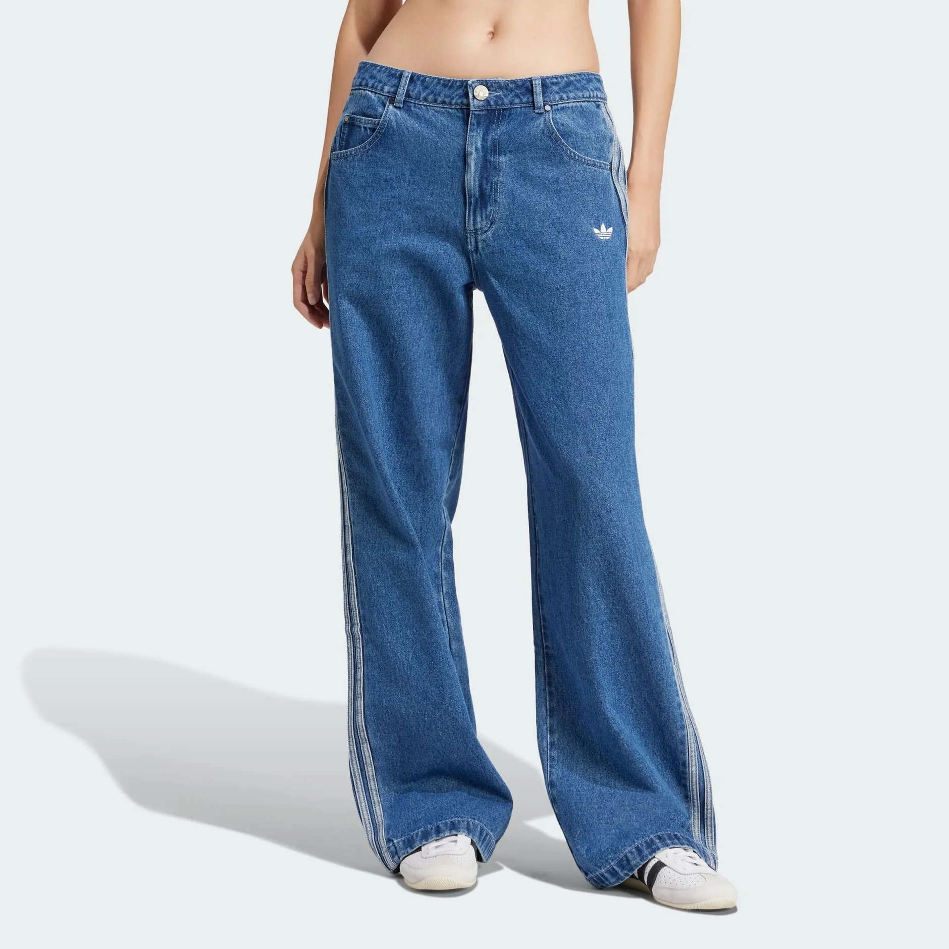ADICOLOR DENIM 3-STRIPES TRACK PANTS - Blue