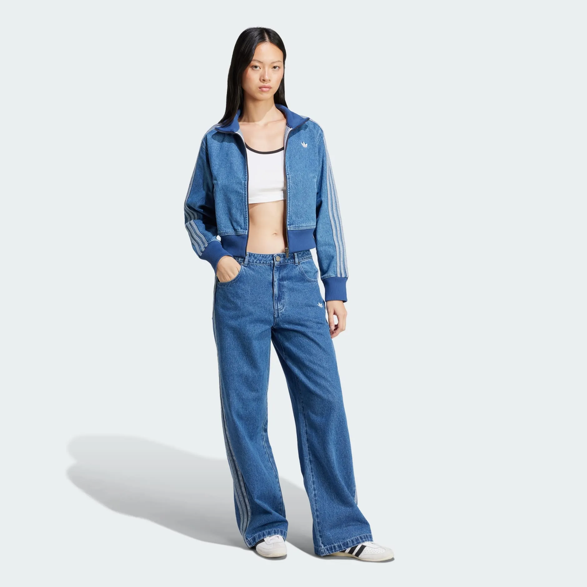 ADICOLOR DENIM 3-STRIPES TRACK PANTS - Blue