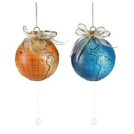 Antique & Blue Pull-String Globe Orn.