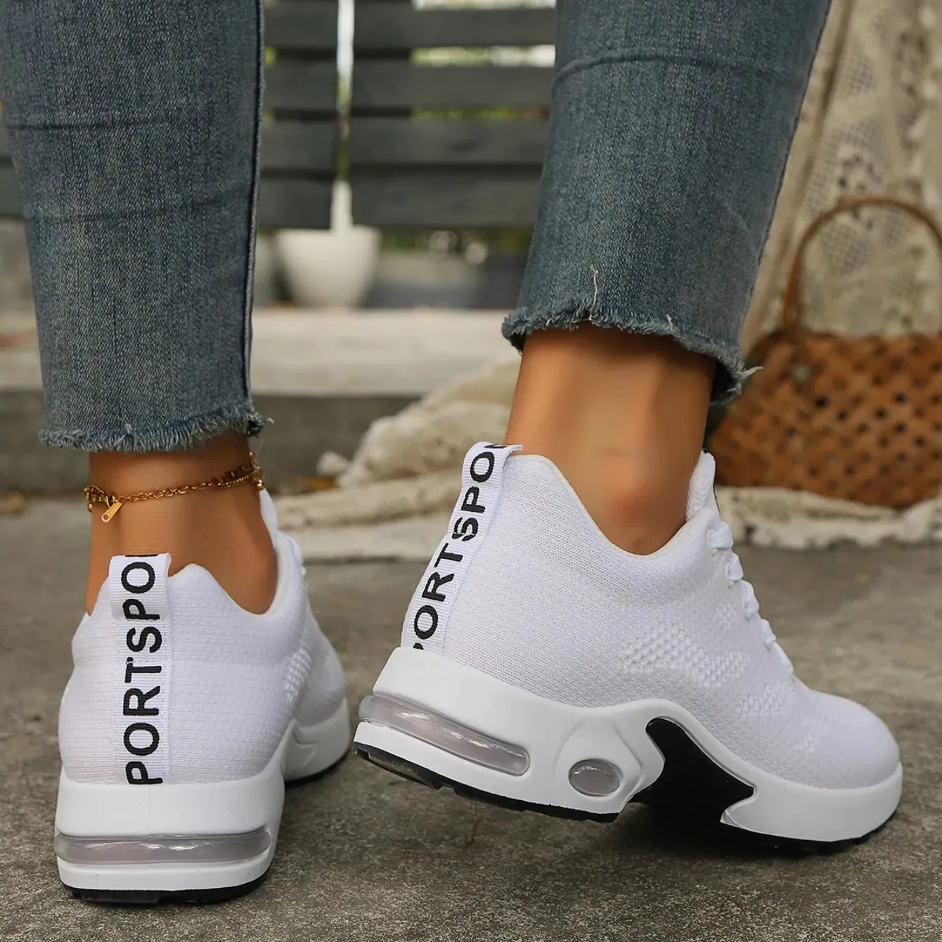 Black and White Women's Platform Sneakers - Stylish and Comfortable