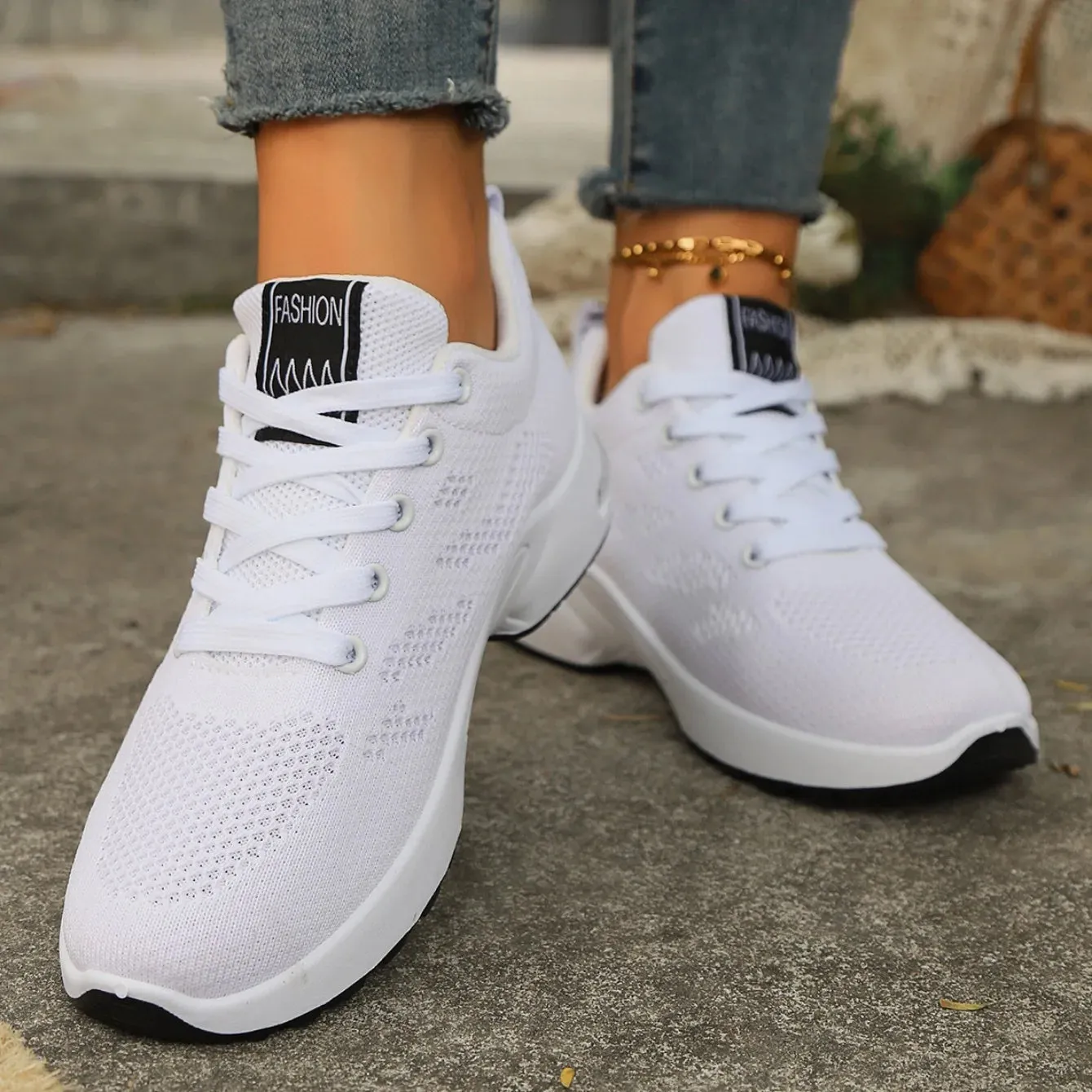 Black and White Women's Platform Sneakers - Stylish and Comfortable