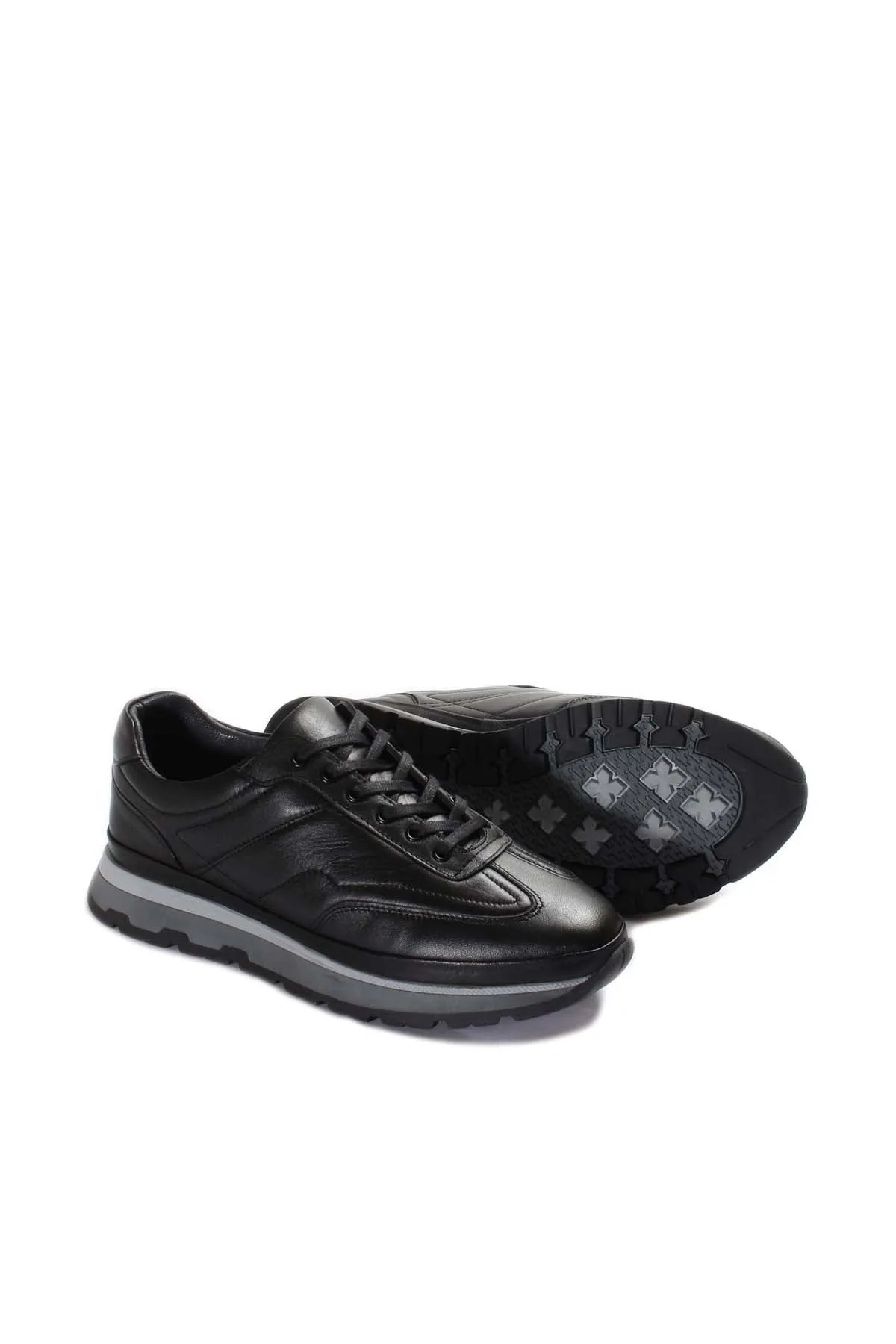 Black Leather Retro Sneakers Wessi