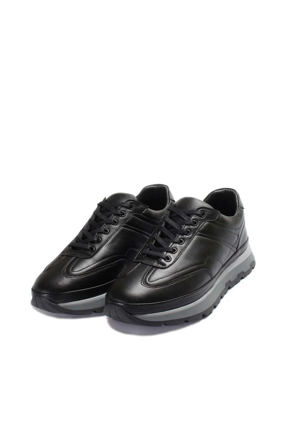 Black Leather Retro Sneakers Wessi