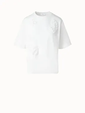 Boxy Cotton T-Shirt with 3D Carnation Detail