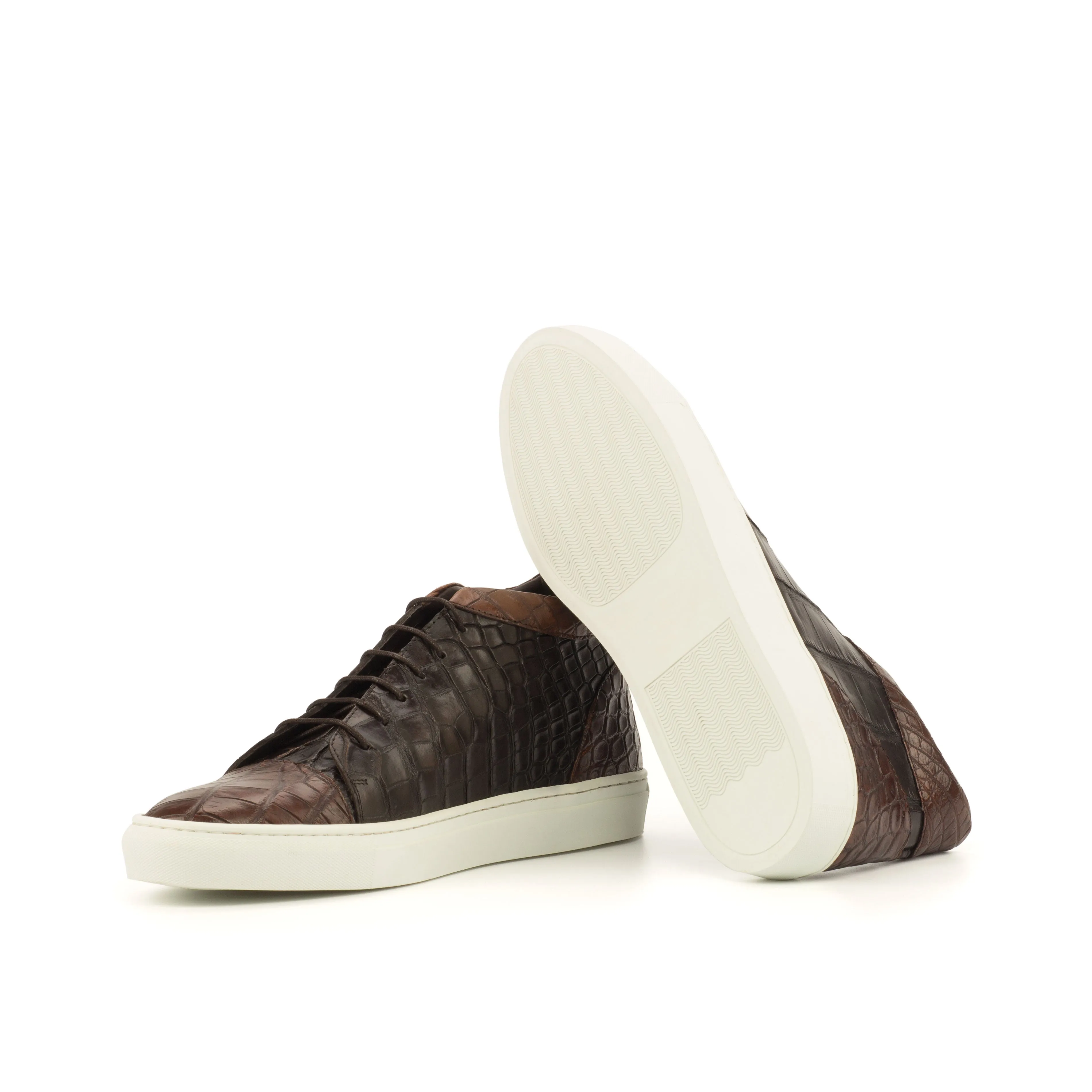 Brown Alligator High-Top Sneakers