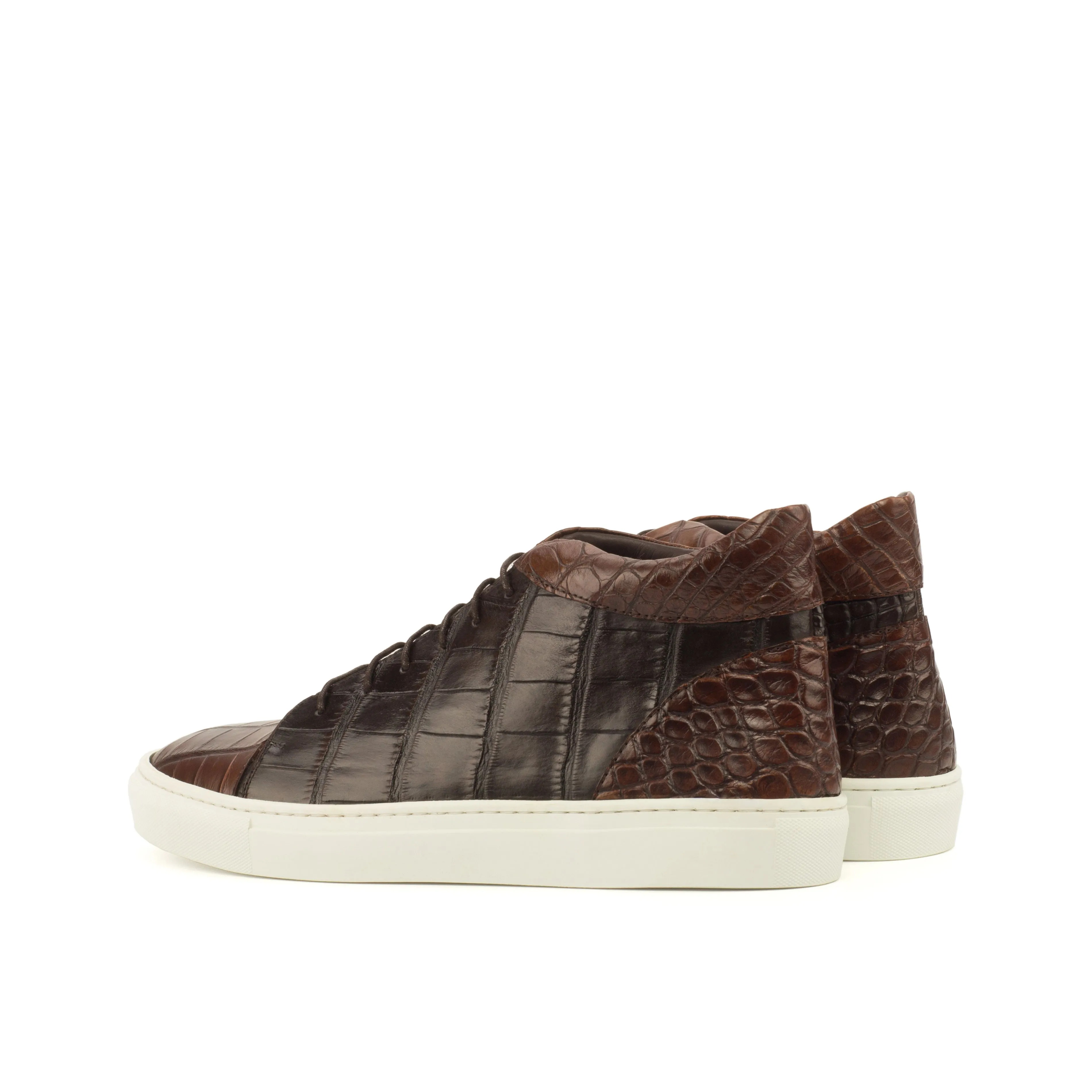 Brown Alligator High-Top Sneakers