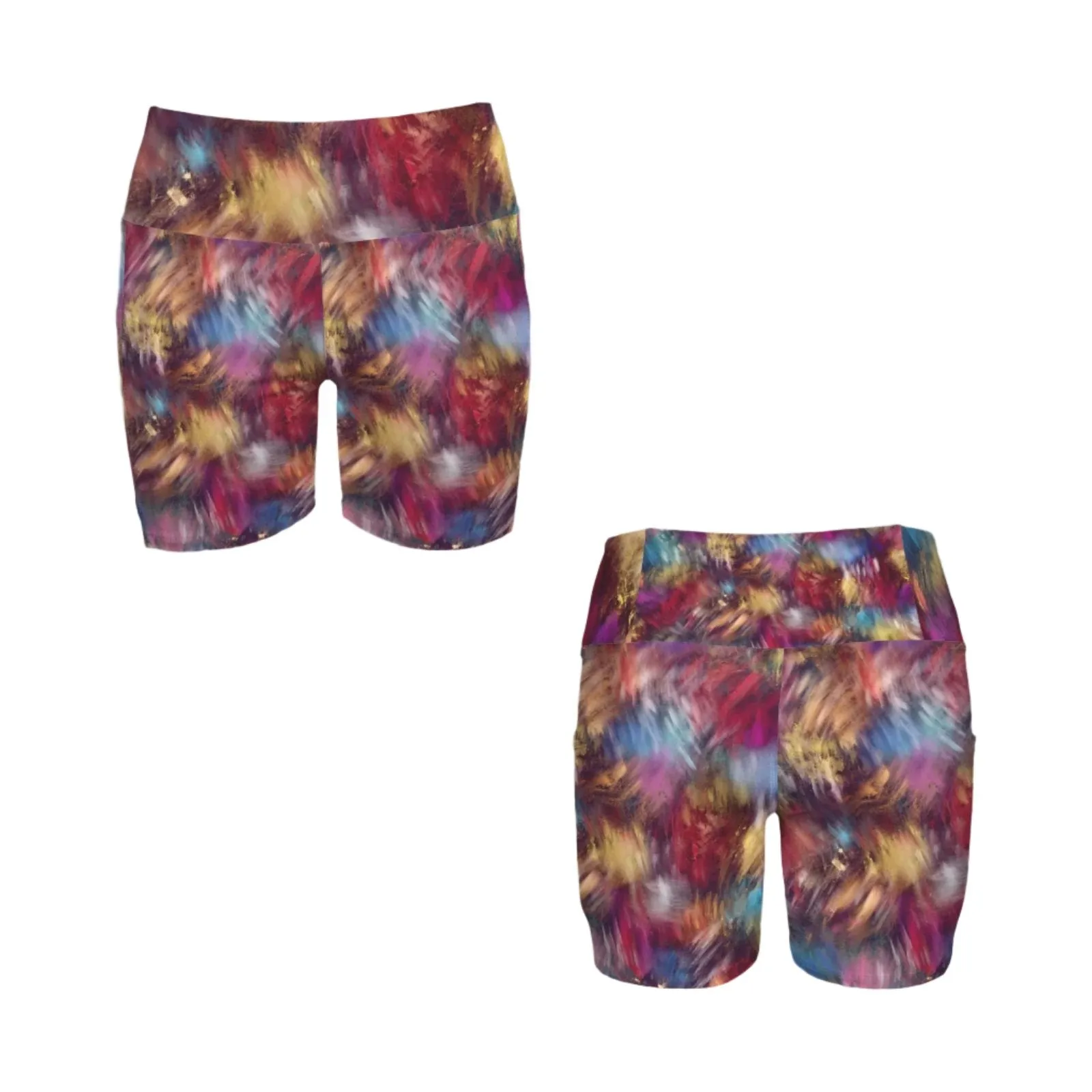 Burgundy Colours Yoga Shorts with Pockets up to 5 XL (FWS)