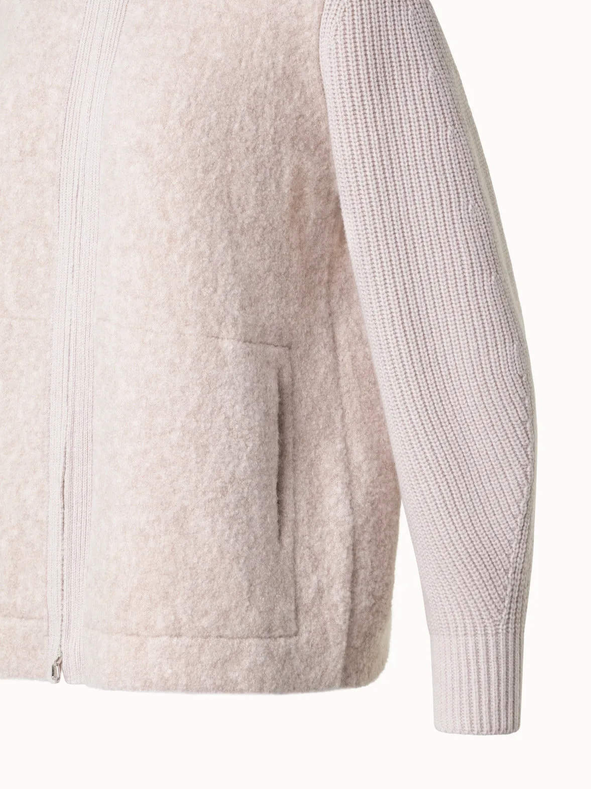 Cashmere Silk Boucl Zip Cardigan