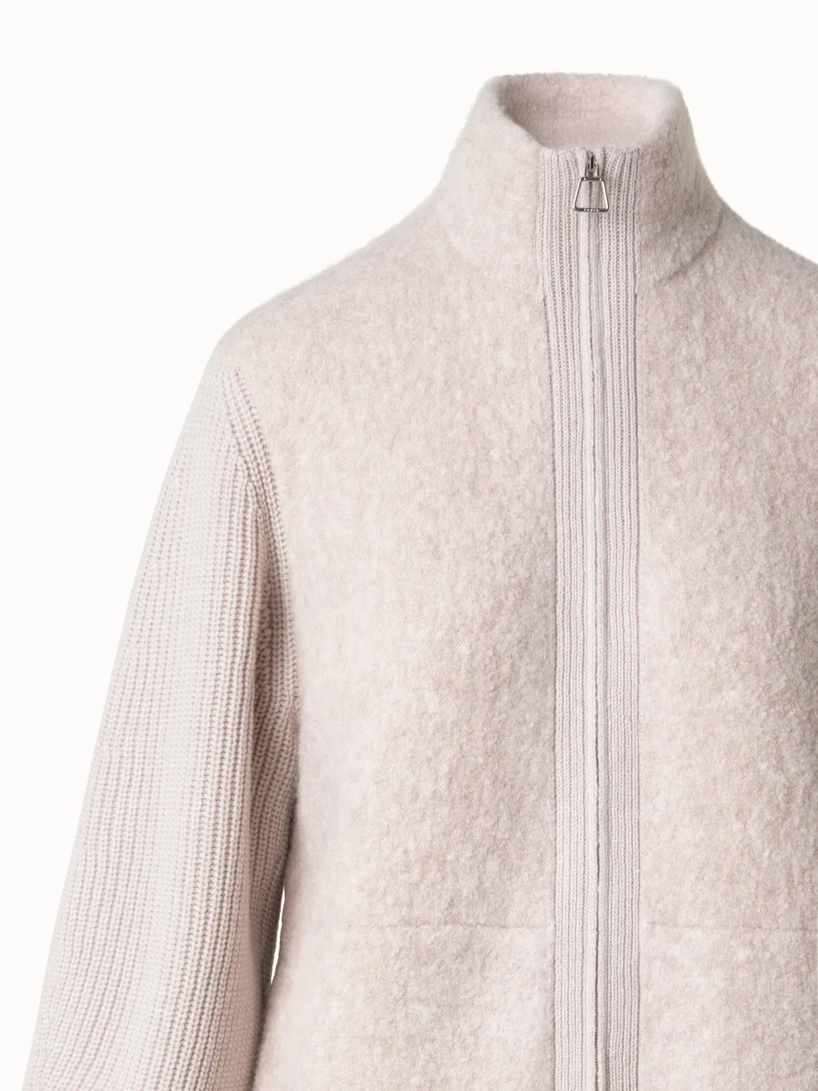 Cashmere Silk Boucl Zip Cardigan