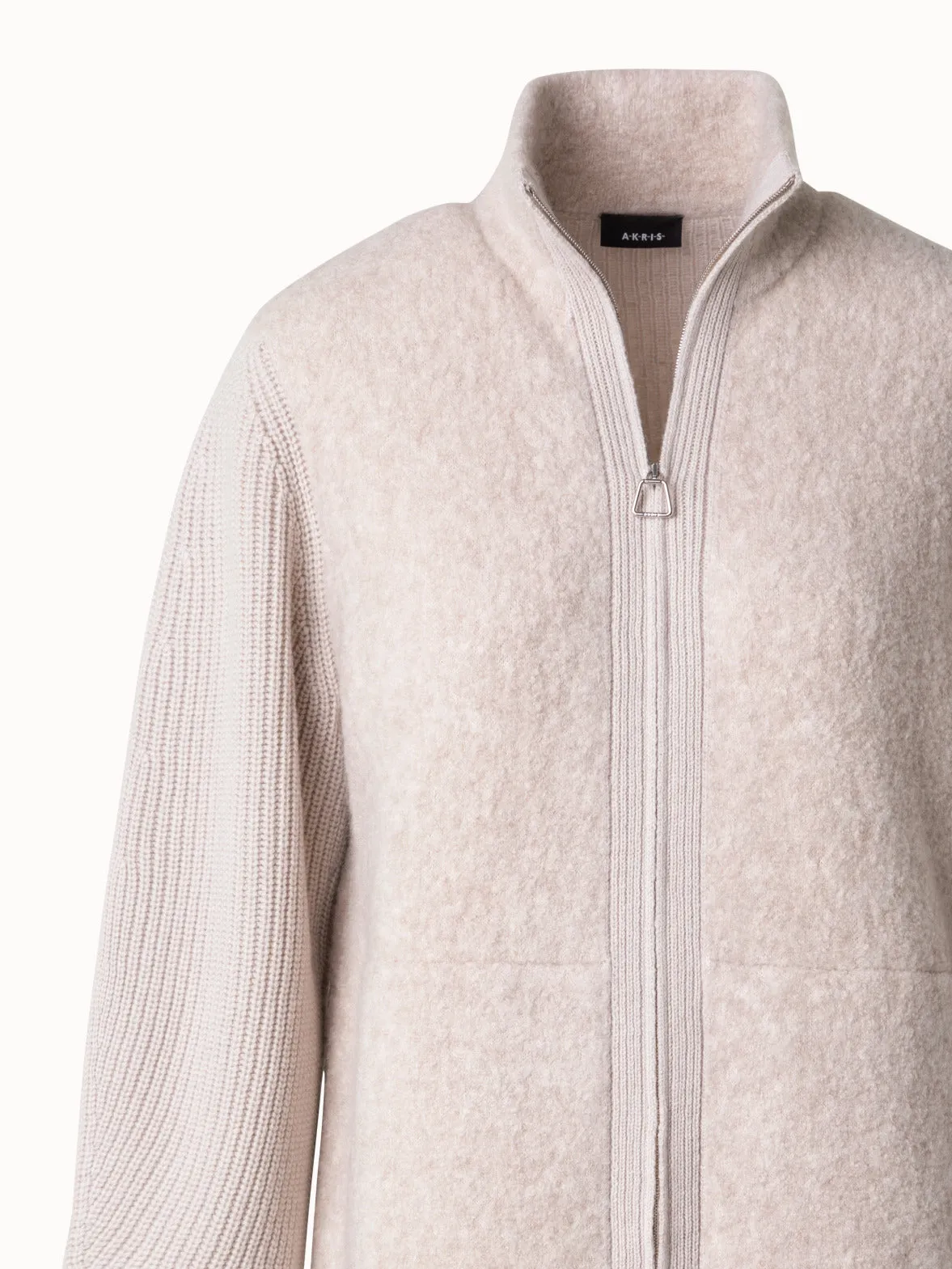 Cashmere Silk Boucl Zip Cardigan