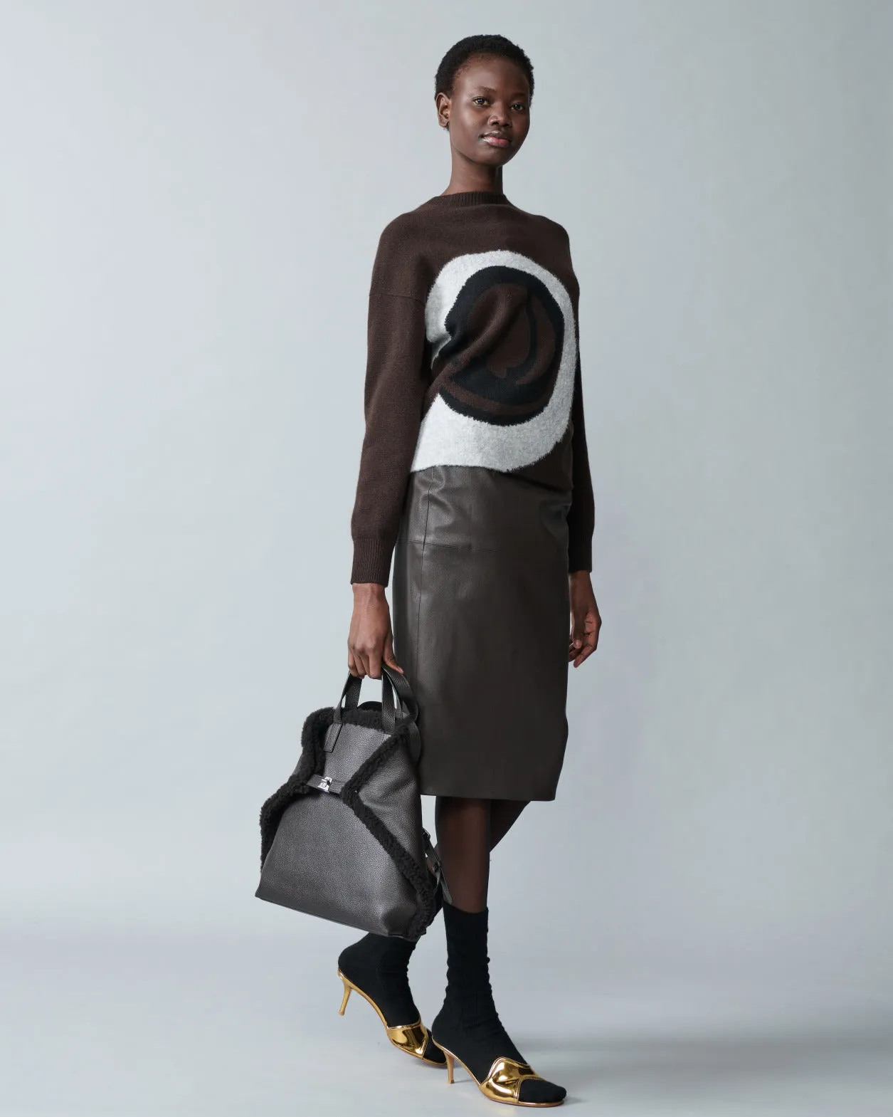 Cashmere Silk Sweater with Boucl Loop Design