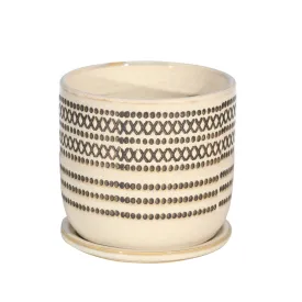 Ceramic 6" Planter W/ Saucer,Cream