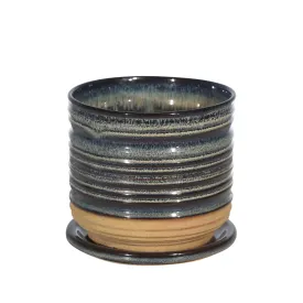 Ceramic 6" Textured Planterw/ Saucer, Multi