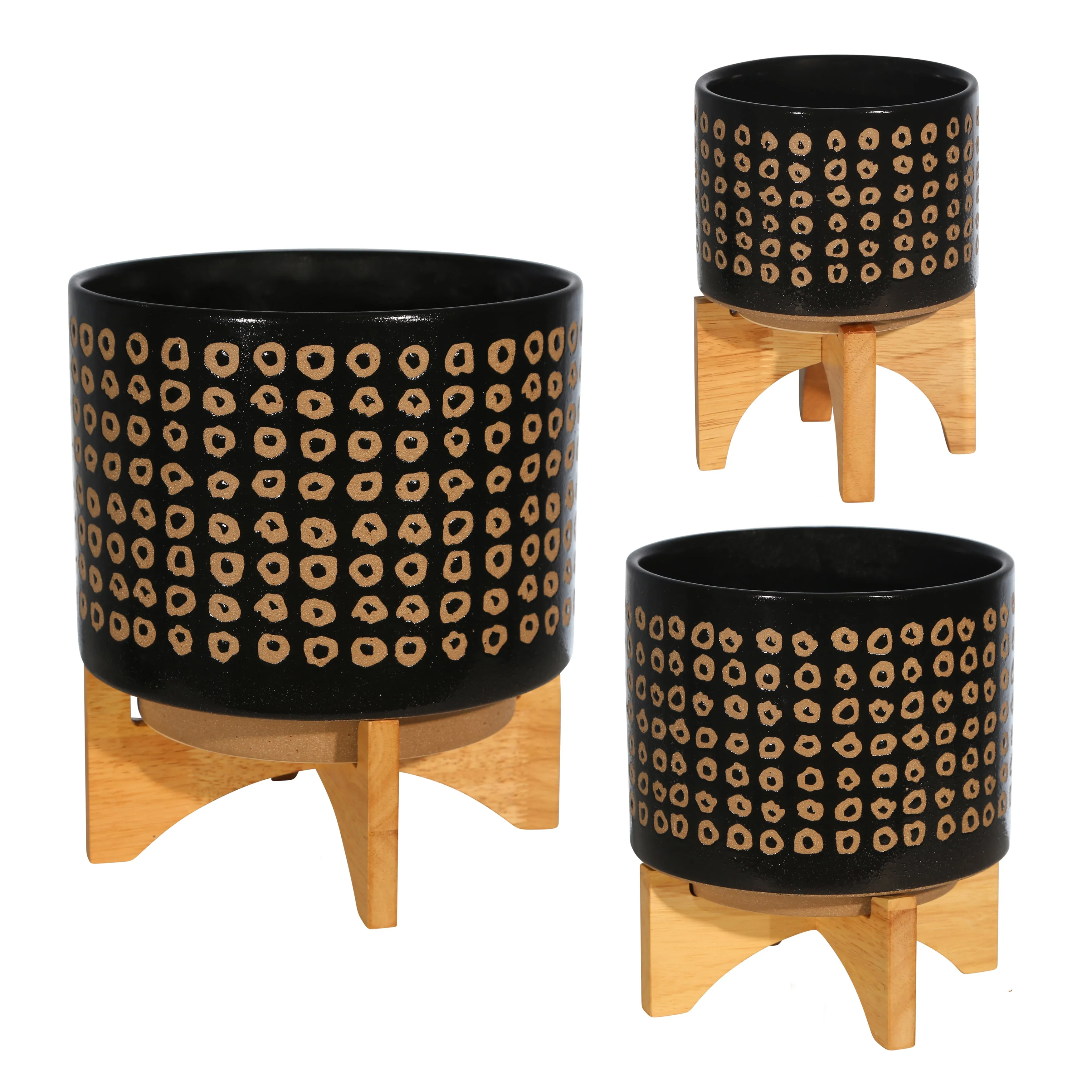 Ceramic 8" Planter On Stand, Brown