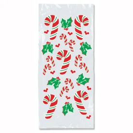 Christmas Candy Cane & Holly Cello Bags (25 per Package)