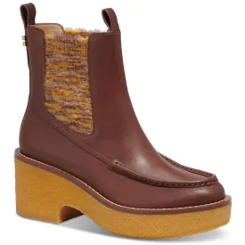 Coach Womens Delaney Leather Faux Fur Chelsea Boots