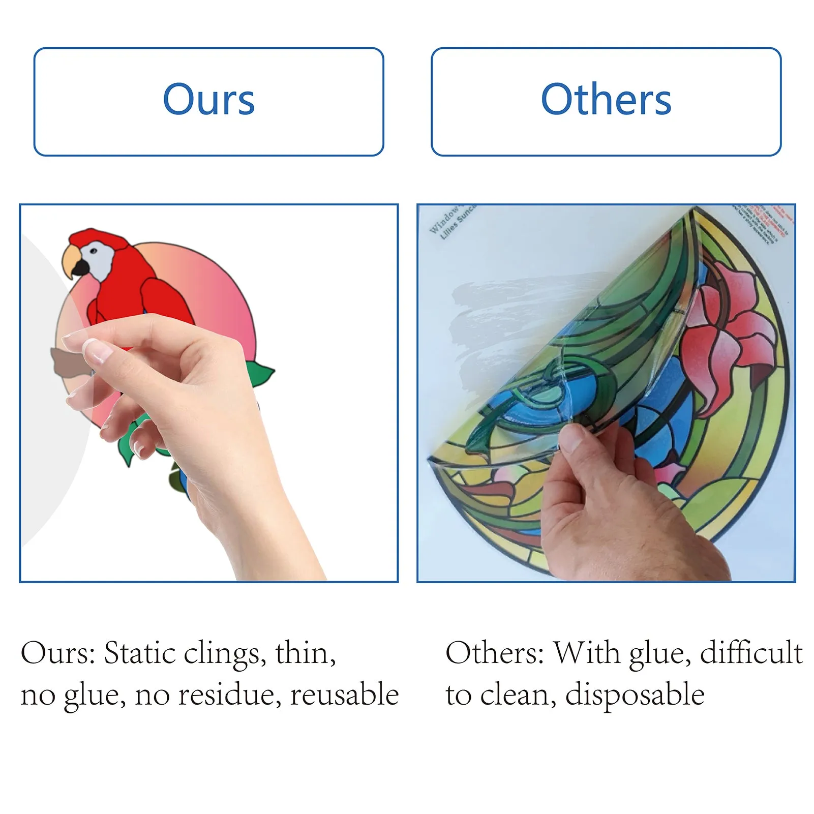 Craspire PVC Window Sticker, for Home Decoration, Square, Animal Pattern, 16x16x0.03cm, 2pcs/style, 4 styles, 8pcs/set
