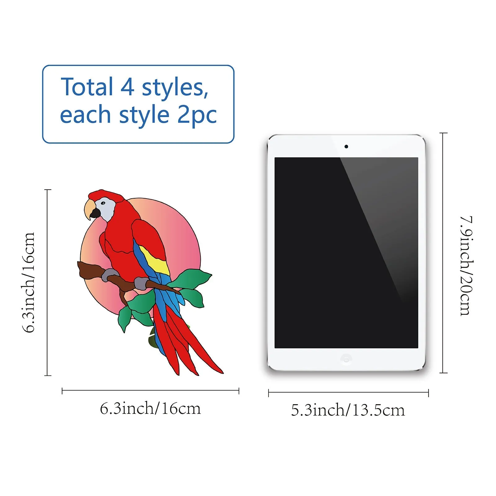 Craspire PVC Window Sticker, for Home Decoration, Square, Animal Pattern, 16x16x0.03cm, 2pcs/style, 4 styles, 8pcs/set