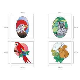 Craspire PVC Window Sticker, for Home Decoration, Square, Animal Pattern, 16x16x0.03cm, 2pcs/style, 4 styles, 8pcs/set