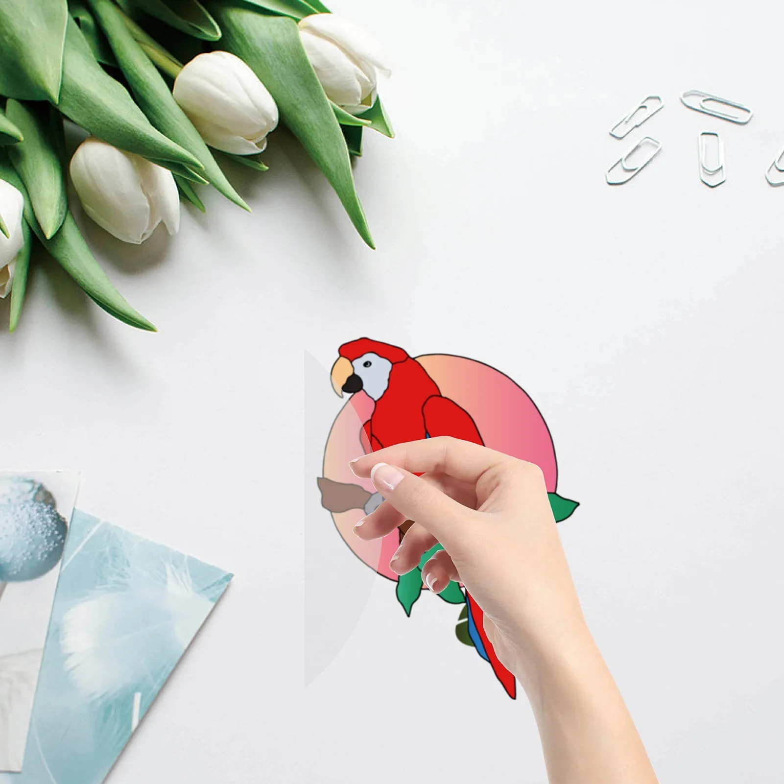 Craspire PVC Window Sticker, for Home Decoration, Square, Animal Pattern, 16x16x0.03cm, 2pcs/style, 4 styles, 8pcs/set