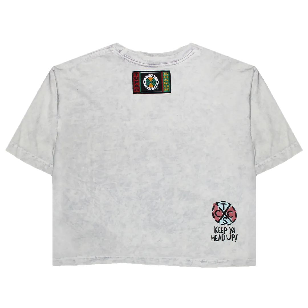 Cross Colours Tupac Halo Crop Top T Shirt - White Mineral