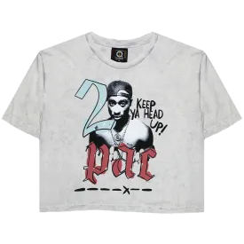 Cross Colours Tupac Halo Crop Top T Shirt - White Mineral