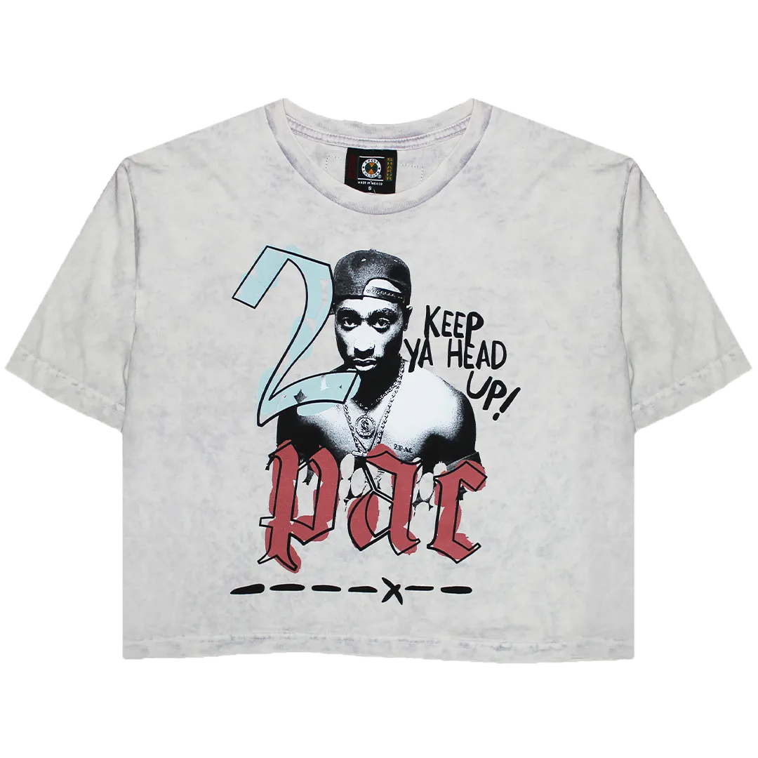 Cross Colours Tupac Halo Crop Top T Shirt - White Mineral