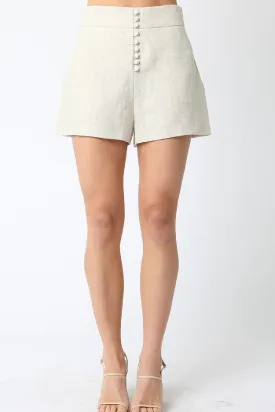 Emery High Waist Linen Shorts Natural