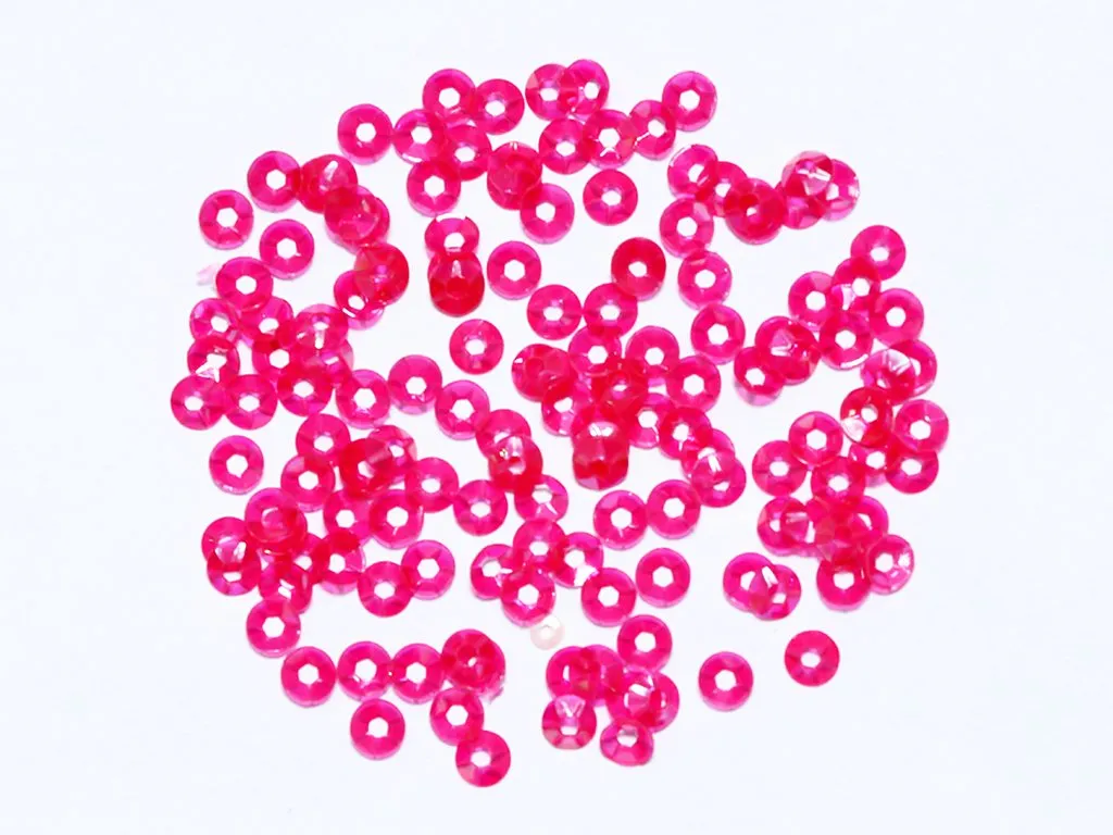 Fuchsia Pink Center Hole Bowl Plastic Sequins- 5 mm