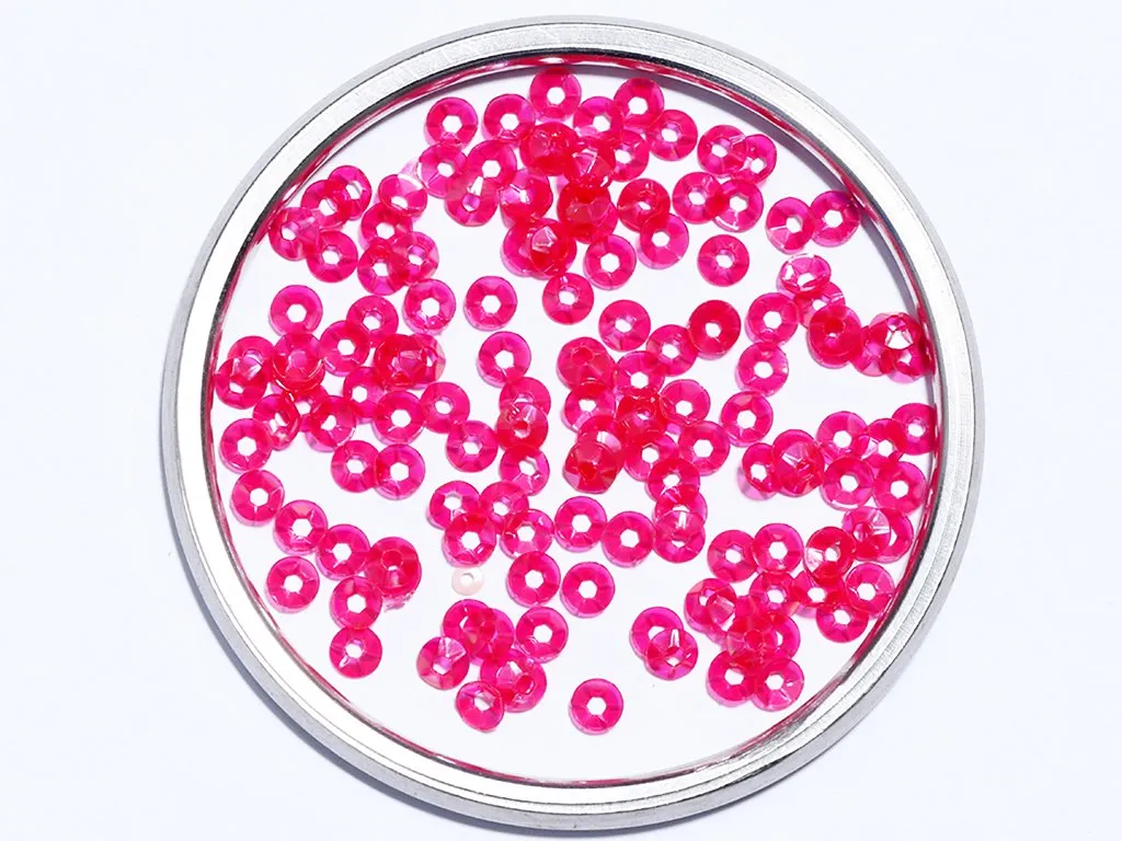 Fuchsia Pink Center Hole Bowl Plastic Sequins- 5 mm