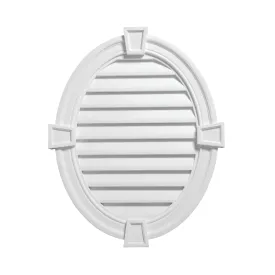 Functional Louver Vertical Oval with Decorative Trim and Keystones