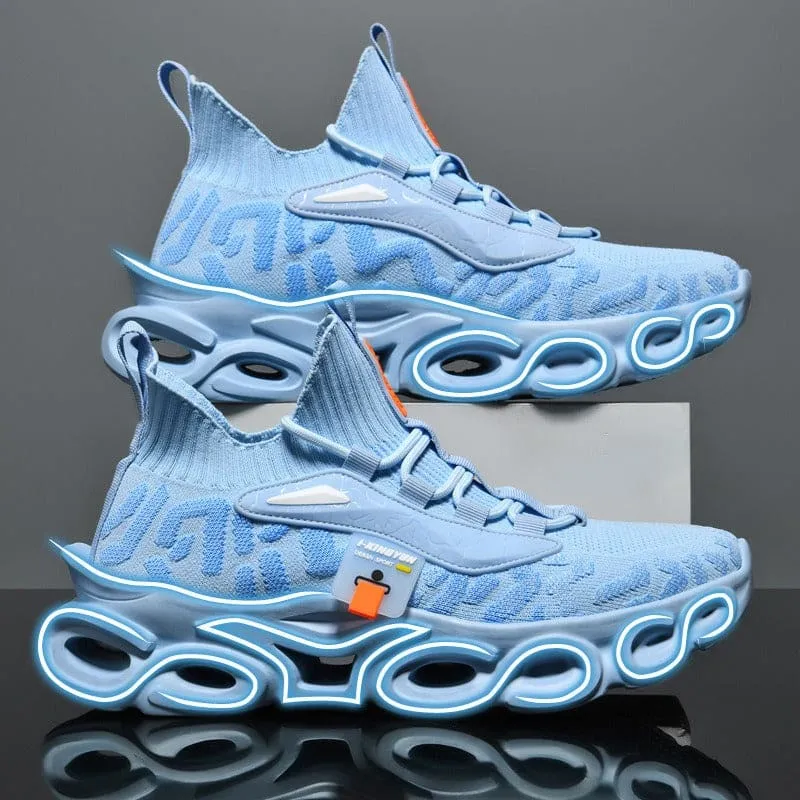Futuristic Trendy Men’s Sneakers with Glowing Blue Soles