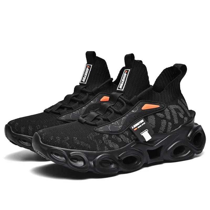 Futuristic Trendy Men’s Sneakers with Glowing Blue Soles