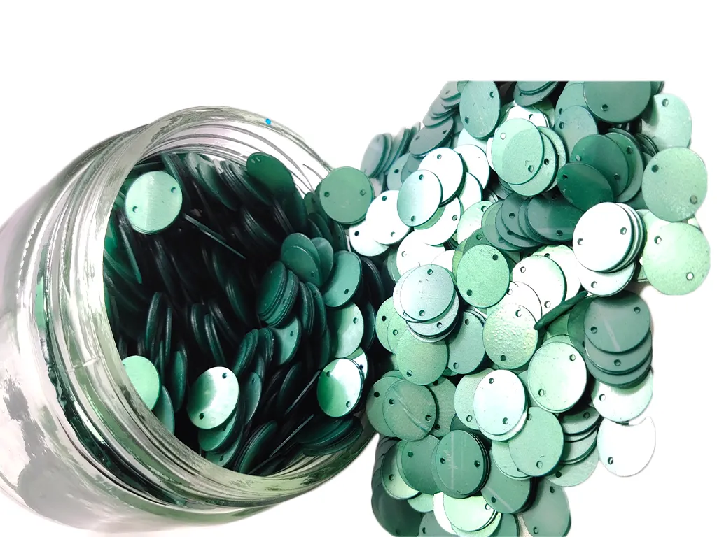 Green Circular 2 Hole Plastic Sequins(Wholesale)