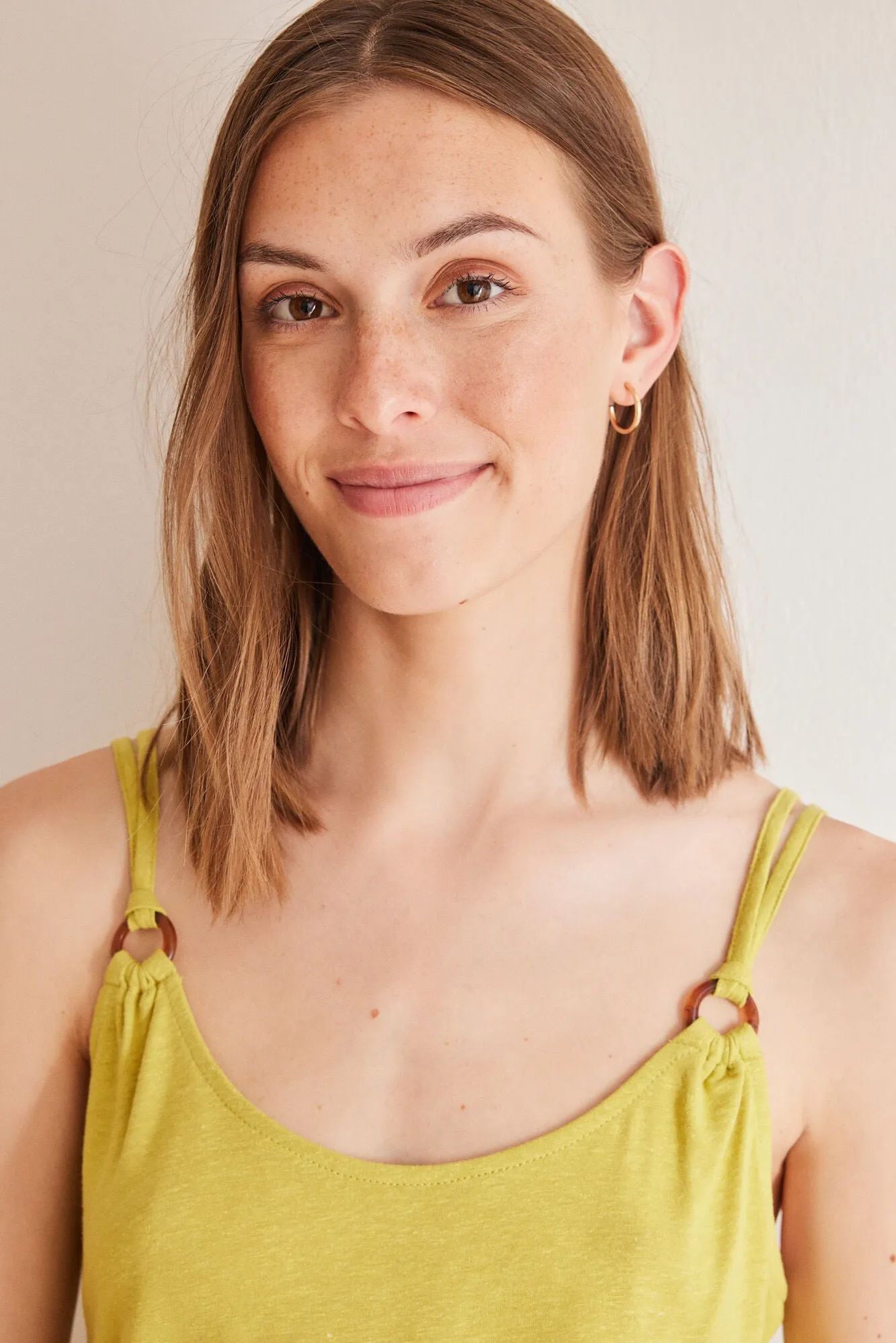 Green linen vest top