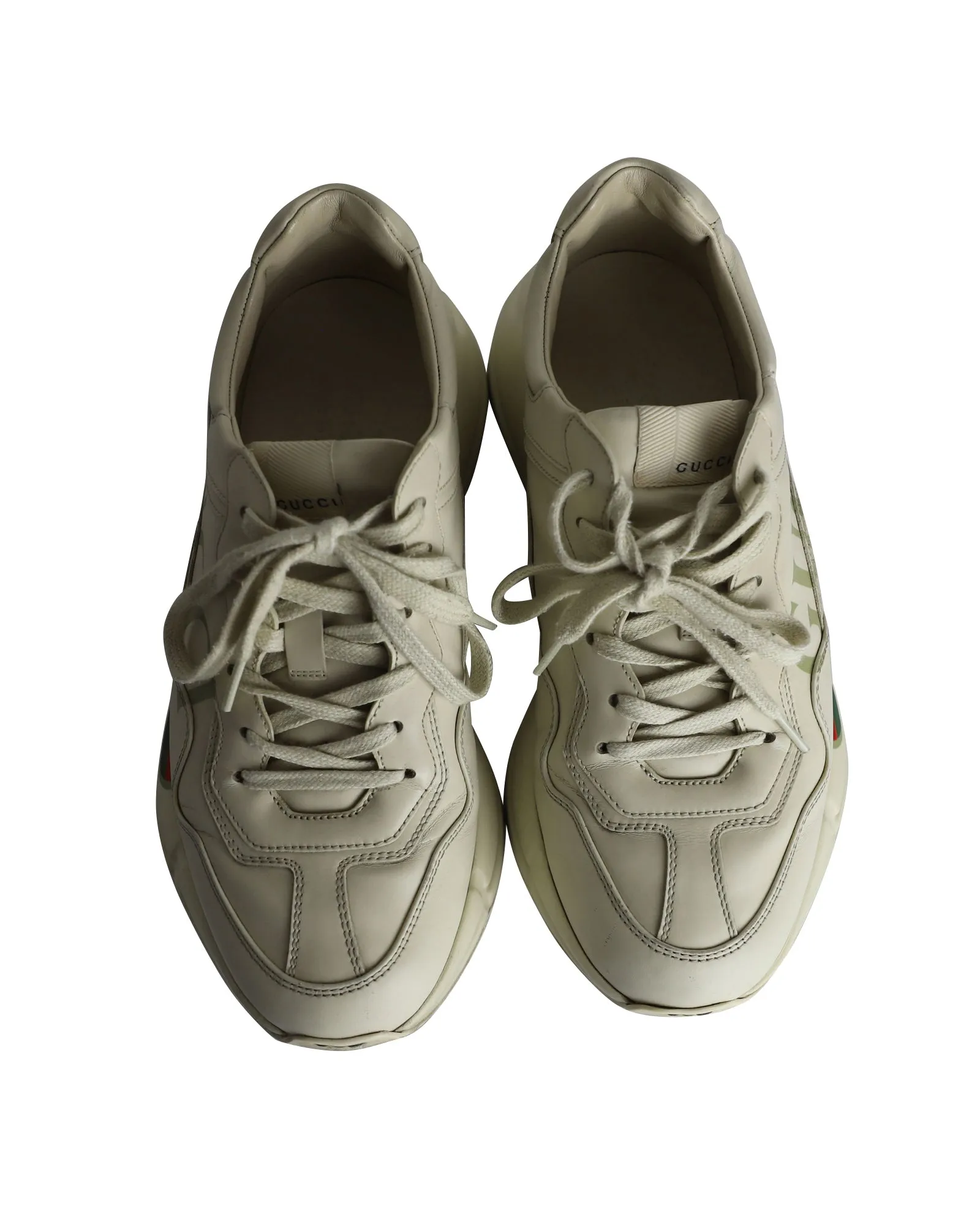 Gucci Rhyton Interlocking G Sneakers in Beige Leather