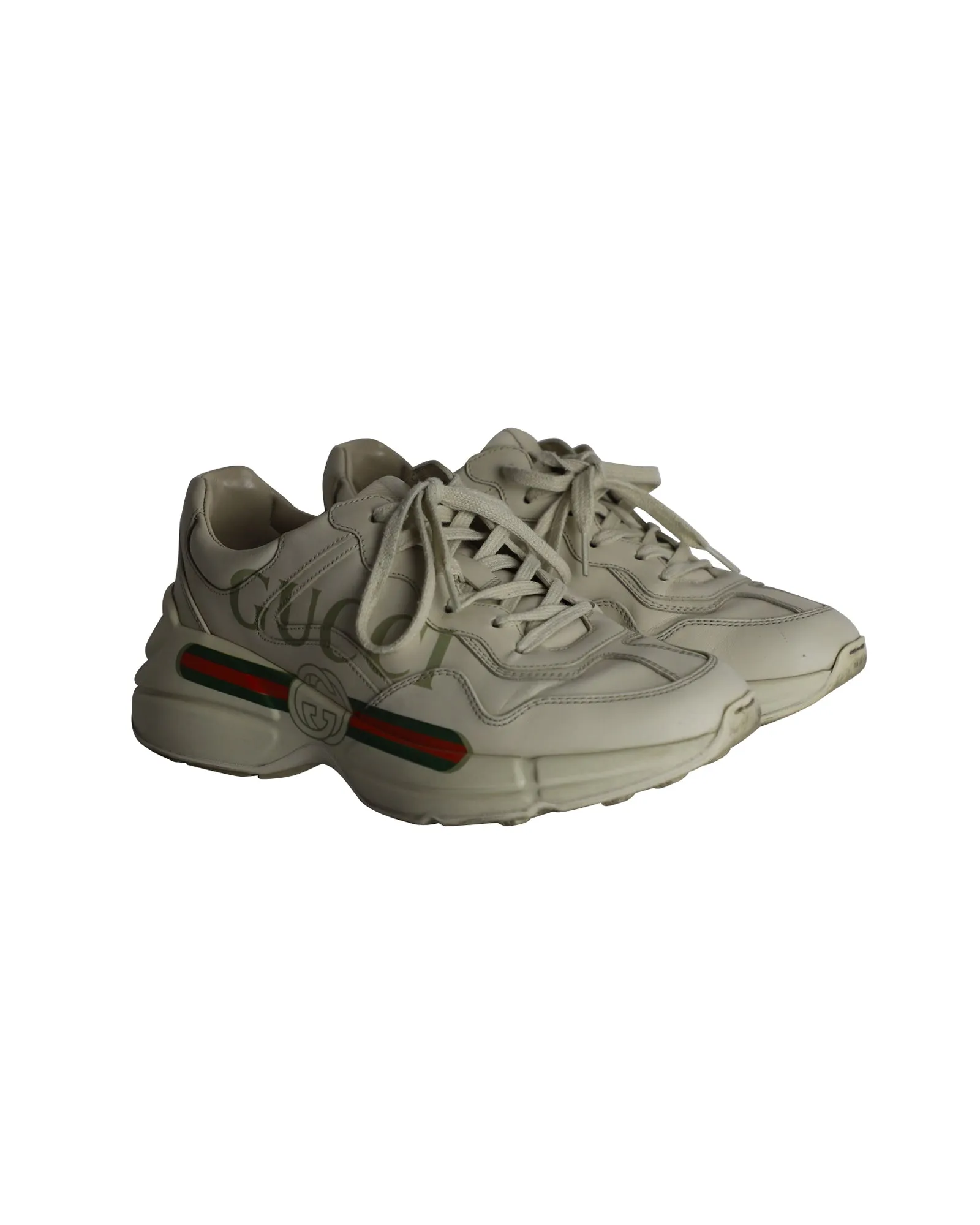 Gucci Rhyton Interlocking G Sneakers in Beige Leather